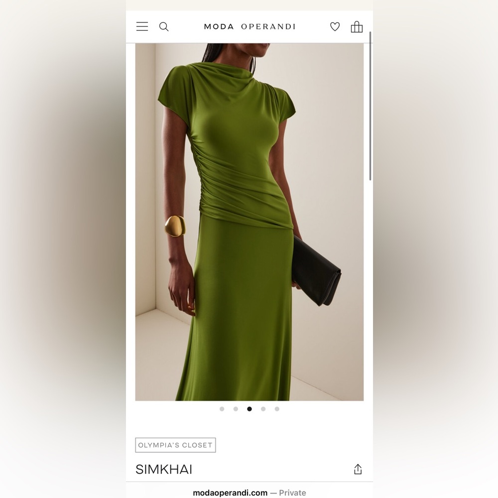 Green Asymmetrical Ruched Maxi Dress